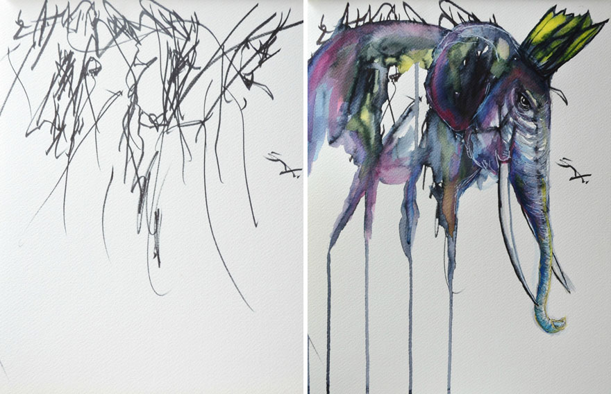 artist-turns-her-two-year-olds-sketches-into-paintings-5 artist-turns-her-two-year-olds-sketches-into-paintings-5