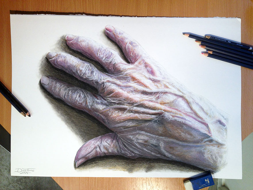 Realistic pencil drawing of a detailed human hand by artist Dino Tomic. Realistic pencil drawing of a detailed human hand by artist Dino Tomic.