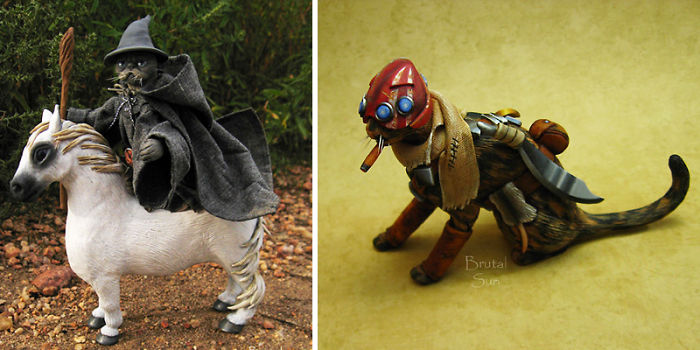 Miniature Cat Figurines Sculpted From Polymer Clay