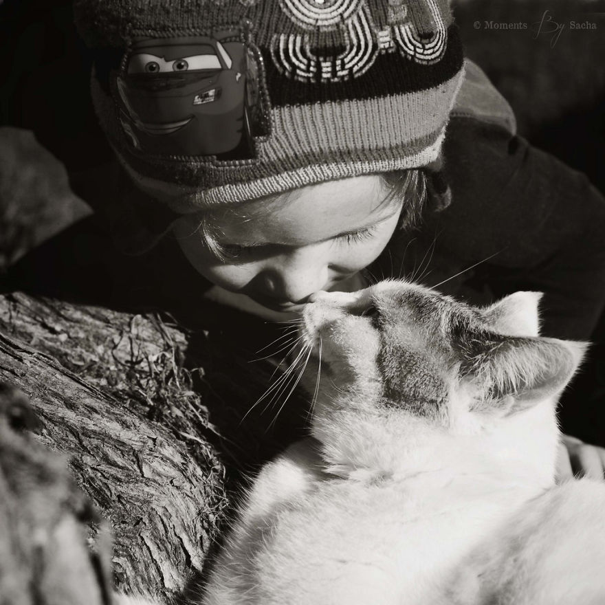 Child And His Cat