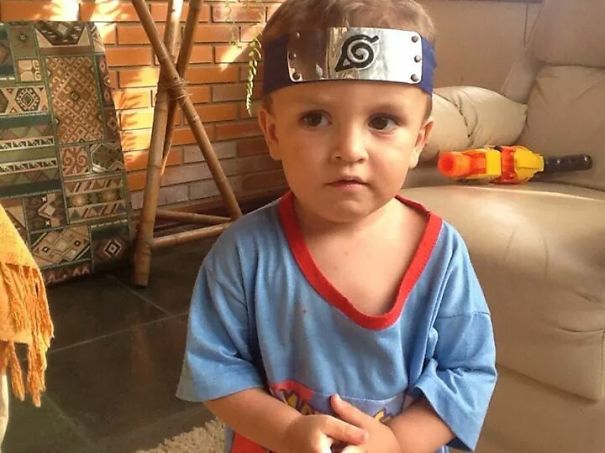 Toddler dressed with a headband and casual outfit, a creative example of children's Halloween costume ideas.