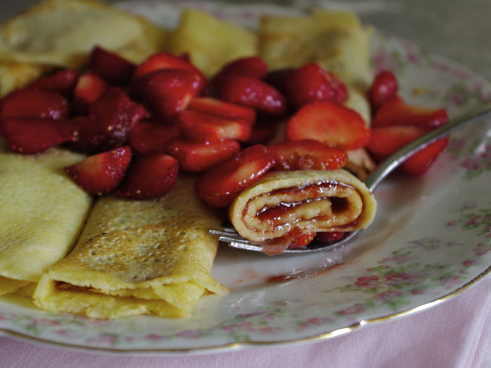 Crepes With Strawberry Jam
