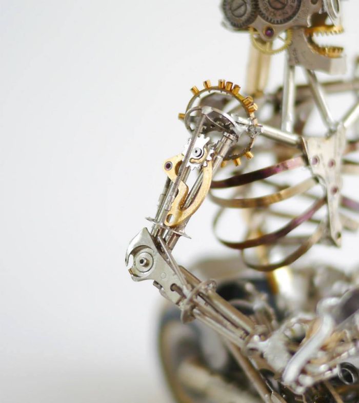 These Guys Made A Motorcycle And Rider Completely Out Of Vintage Watch Parts