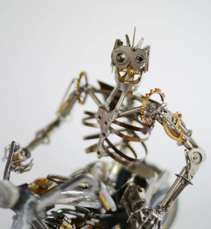 These Guys Made A Motorcycle And Rider Completely Out Of Vintage Watch Parts