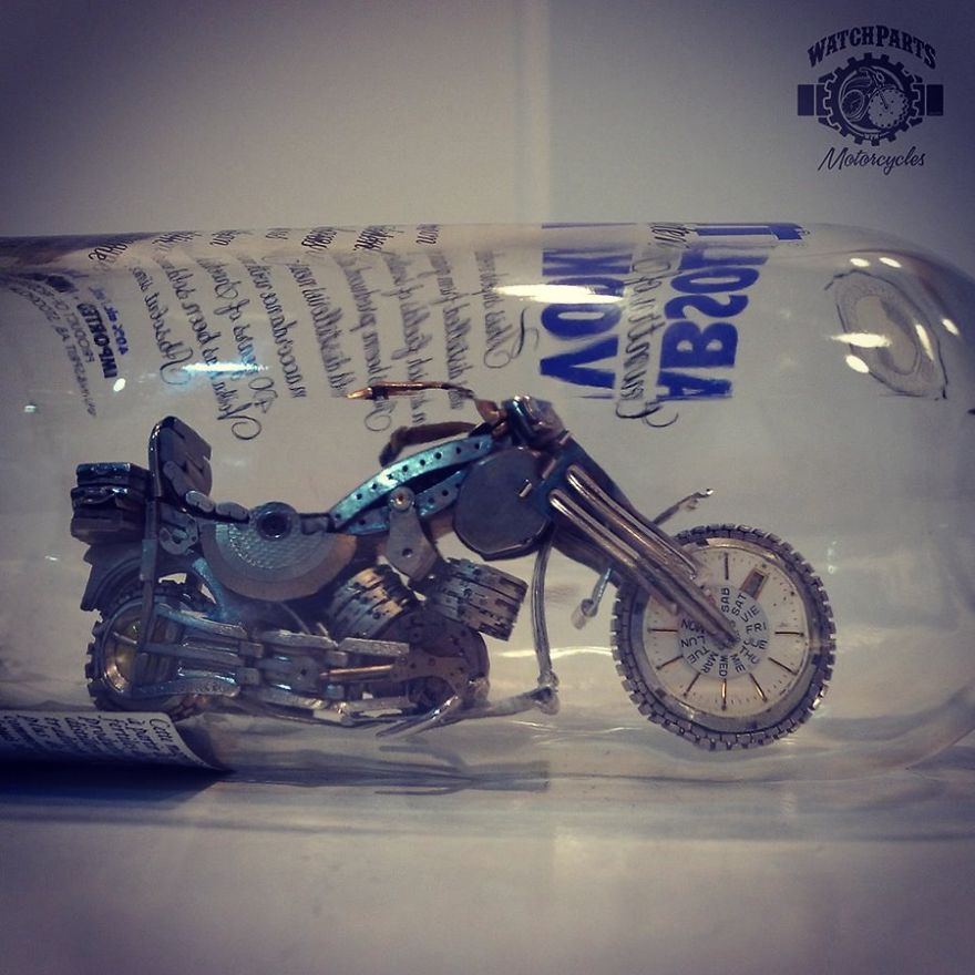 Absolut Steampunk: I Built A Motorcycle Out Of Watch Parts Inside A Bottle Absolut Steampunk: I Built A Motorcycle Out Of Watch Parts Inside A Bottle