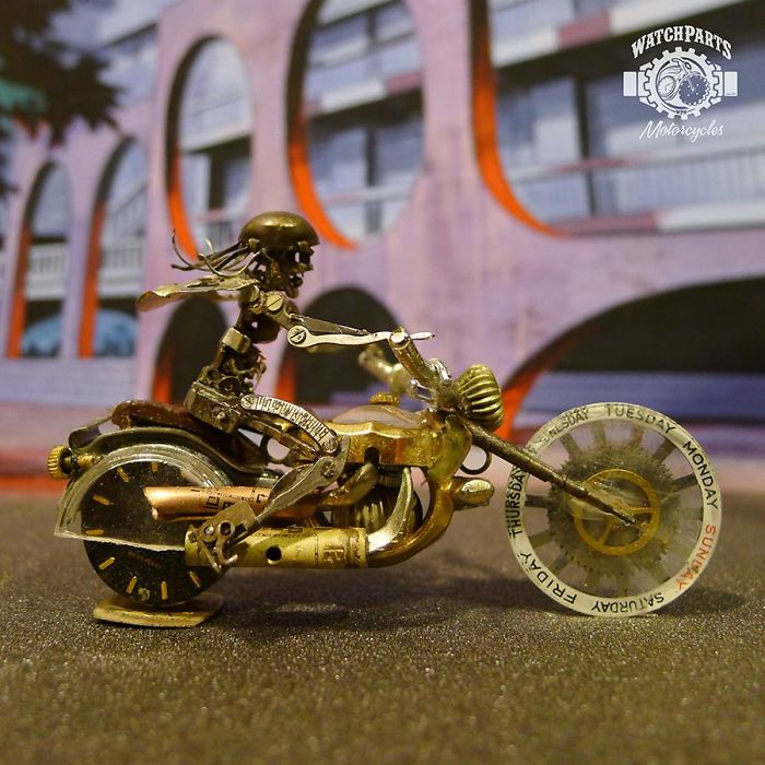 These Guys Made A Motorcycle And Rider Completely Out Of Vintage Watch Parts These Guys Made A Motorcycle And Rider Completely Out Of Vintage Watch Parts