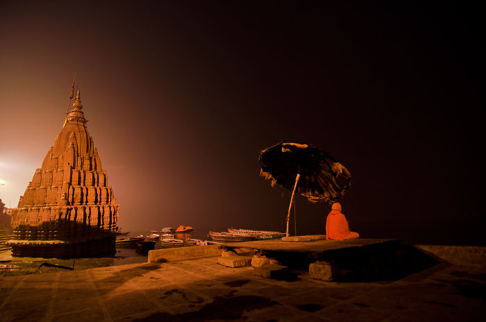 A Monk Prying At A Night River