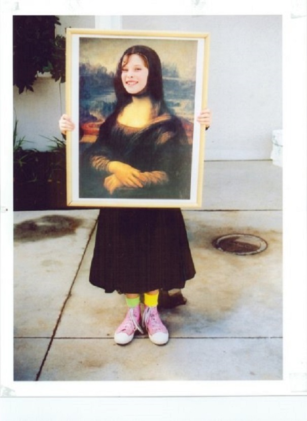 Child wearing a creative Halloween costume with a Mona Lisa painting frame showing children's Halloween costume ideas.