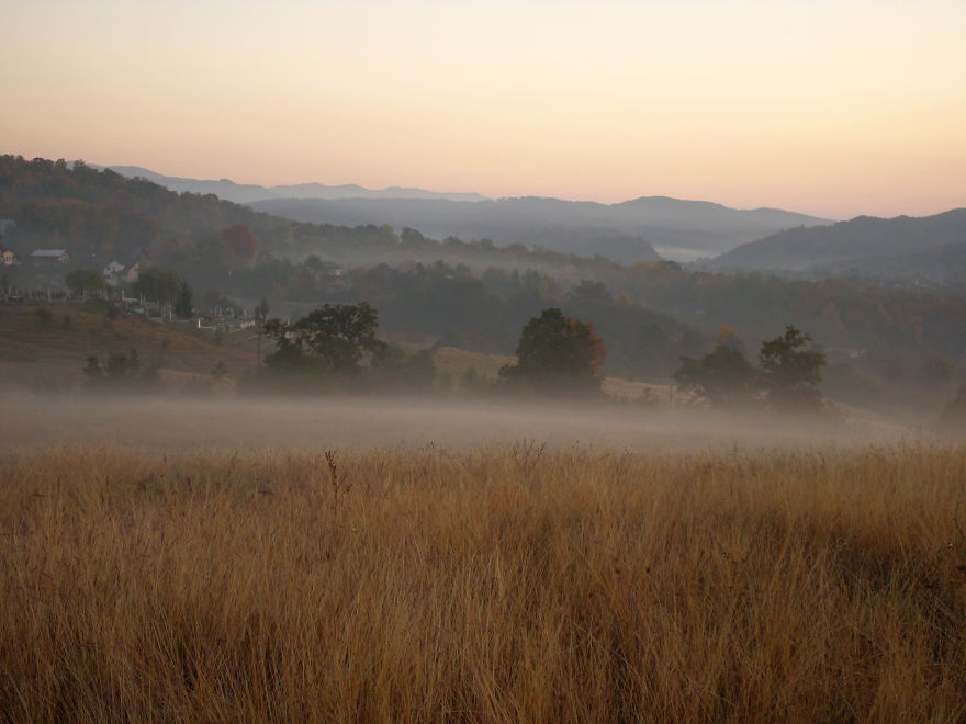 Fog Over Hills In Campina, Romania