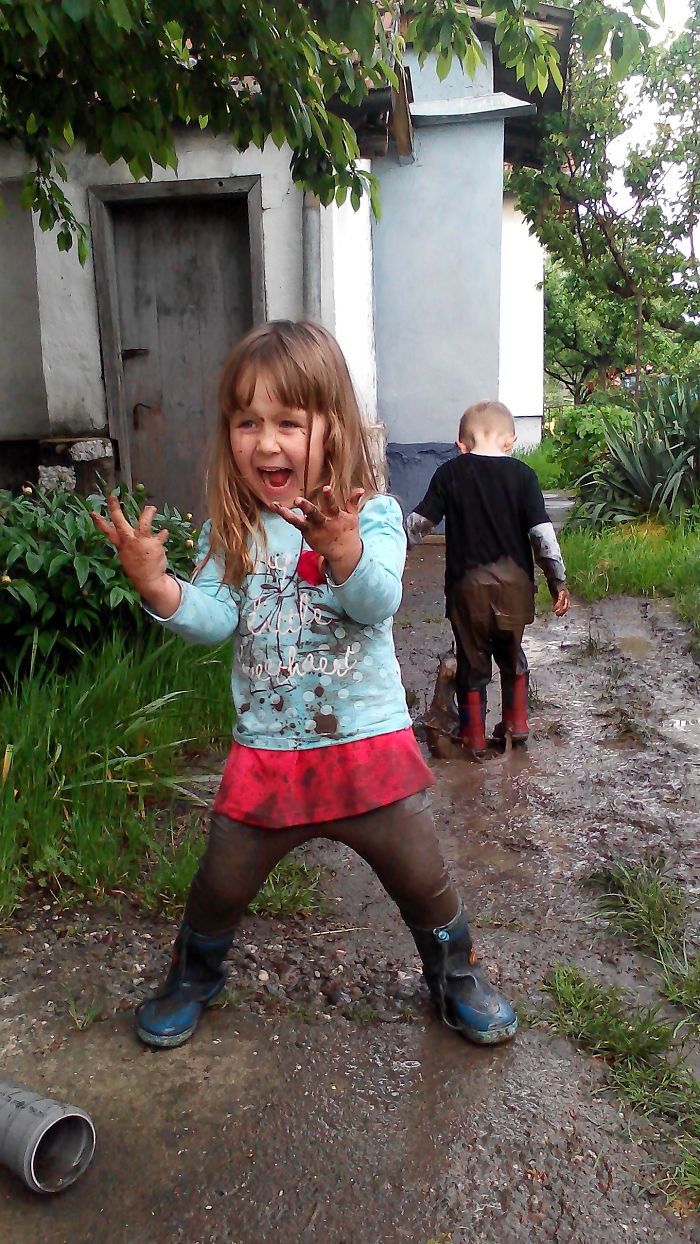 Happy Kids In Mud
