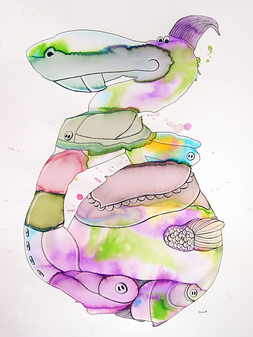 Imagino: I Turn Watercolor Splashes Into Cute Characters