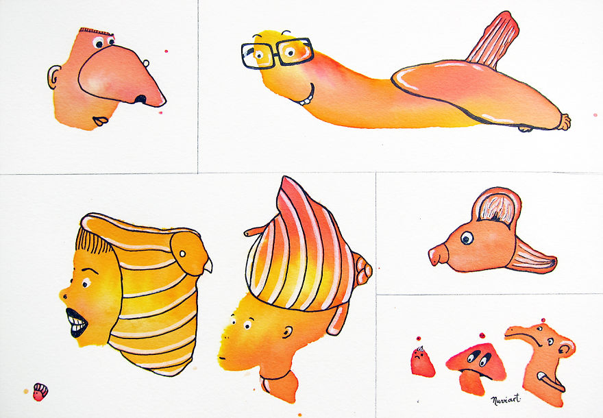 Imagino: I Turn Watercolor Splashes Into Cute Characters