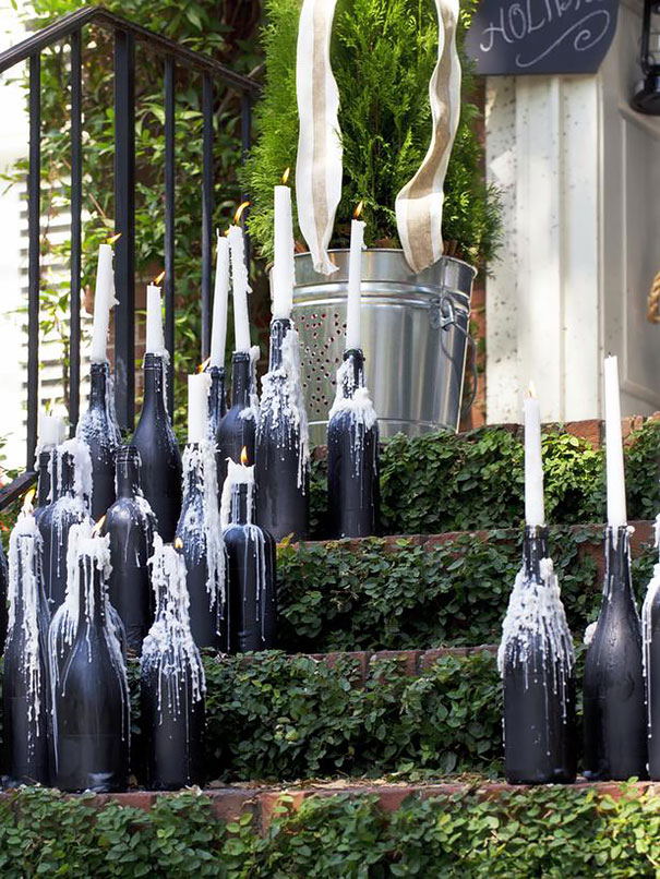 Black Wine Bottle Candelabras