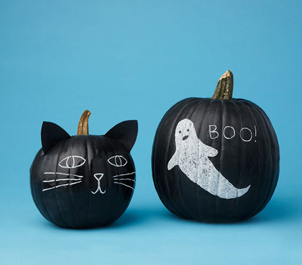 No-carve Blackboard Paint Covered Pumpkins