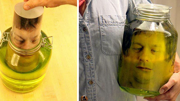 Cut-Out Paper Head In A Jar Decor