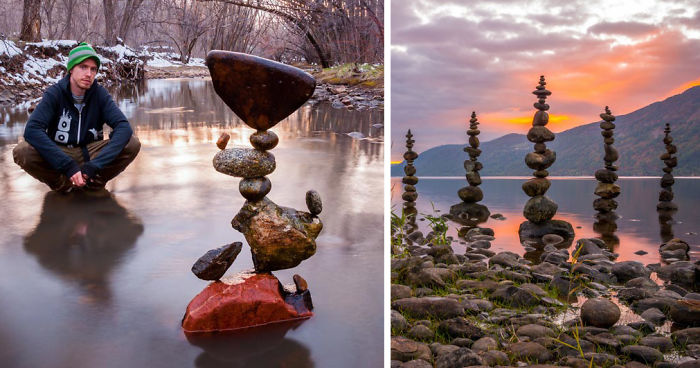 Artist Creates Impossible Towers Of Balanced Rocks To Meditate