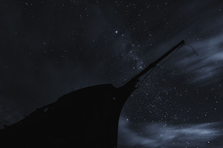 Marjorie Glenn Sailboat Aground In The Early Twentieth Century In The Southern Coasts Of Argentina