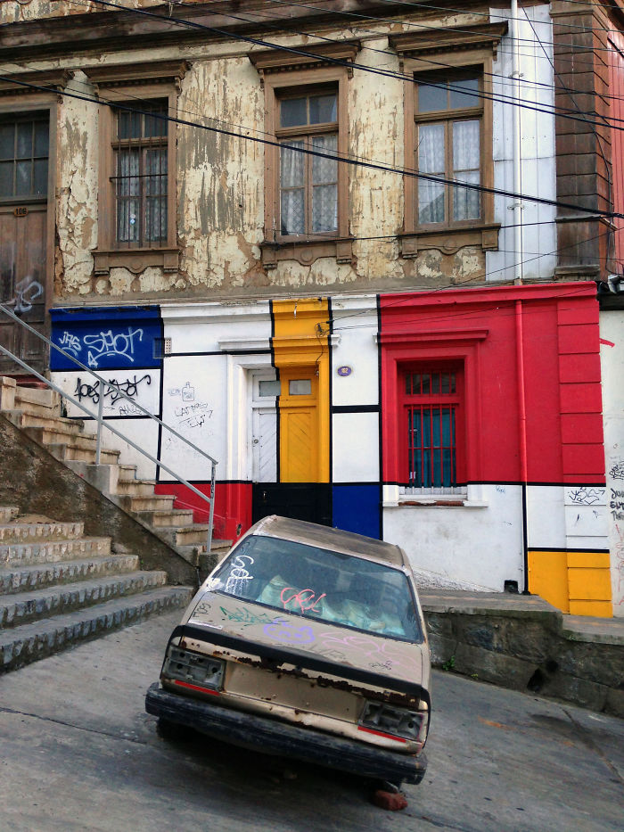 Unique Partially Colored House In Ricardo De Ferrari Street, Valparaiso, Chile