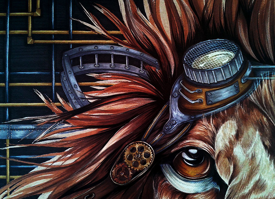 Steampunk Lion: Step By Step From A Blank Page To The Complete Drawing