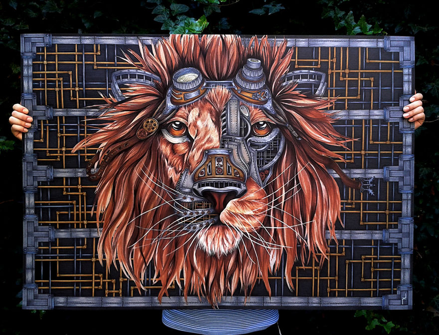 Steampunk Lion: Step By Step From A Blank Page To The Complete Drawing