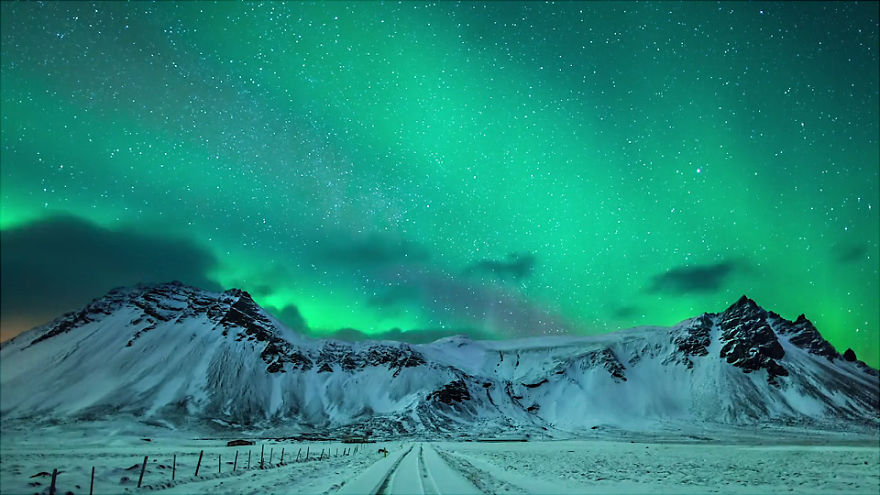 Epic Aurora Borealis Over Greenland And Iceland