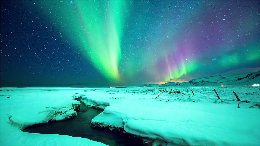 Epic Aurora Borealis Over Greenland And Iceland
