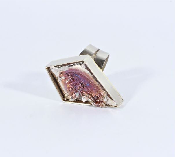 Bismuth Ring. A Galaxy Inside A Diamond Shaped Setting.