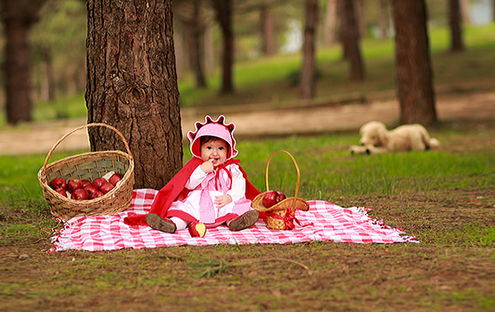 Photographer Dad And Designer Mom Photographed Their Baby Girl As Little Red Riding Hood