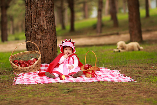 Photographer Dad And Designer Mom Photographed Their Baby Girl As Little Red Riding Hood