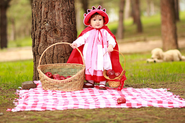 Photographer Dad And Designer Mom Photographed Their Baby Girl As Little Red Riding Hood