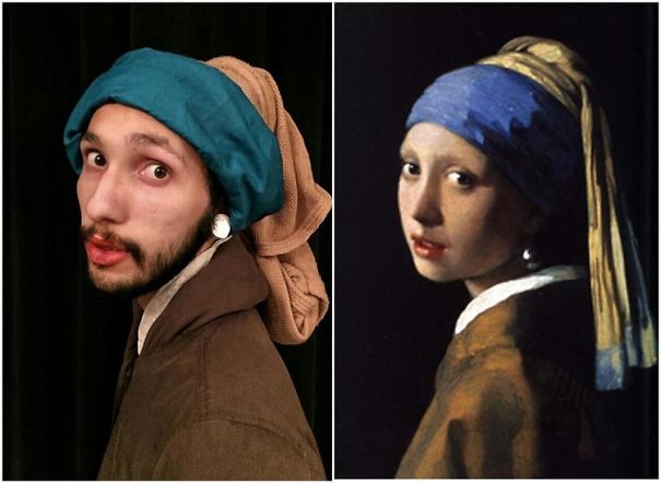 Two Fools Recreate Famous Painting Using Office Supplies