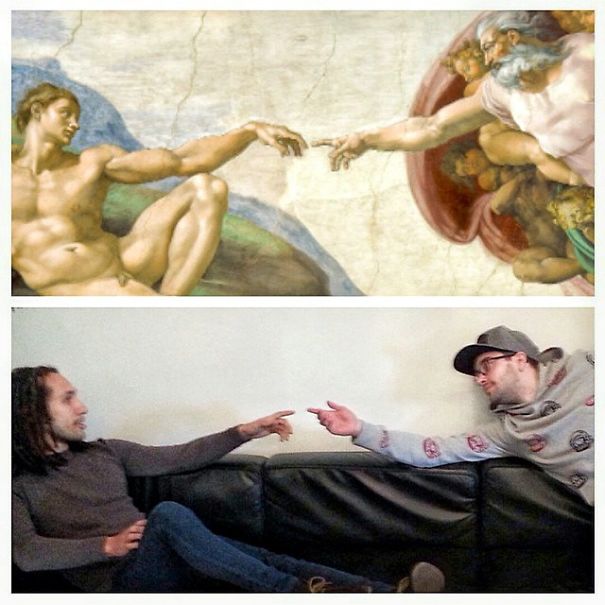 Two Fools Recreate Famous Painting Using Office Supplies Two Fools Recreate Famous Painting Using Office Supplies