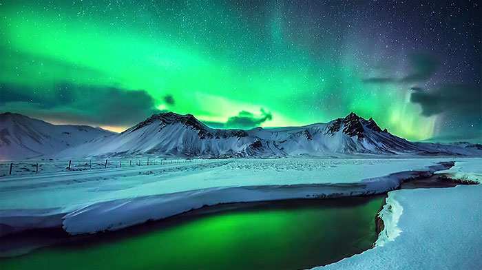 Epic Aurora Borealis Over Greenland And Iceland