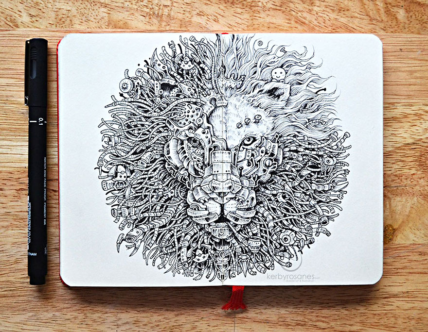 New Incredibly Detailed Pen Doodles By Kerby Rosanes New Incredibly Detailed Pen Doodles By Kerby Rosanes