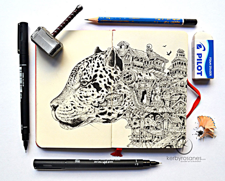 New Incredibly Detailed Pen Doodles By Kerby Rosanes New Incredibly Detailed Pen Doodles By Kerby Rosanes