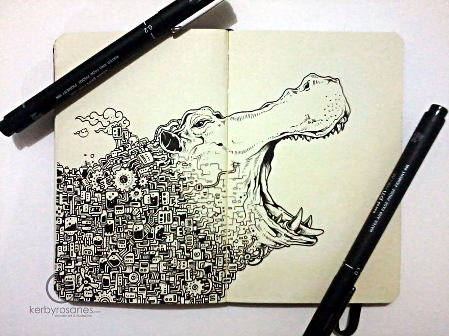 New Incredibly Detailed Pen Doodles By Kerby Rosanes New Incredibly Detailed Pen Doodles By Kerby Rosanes
