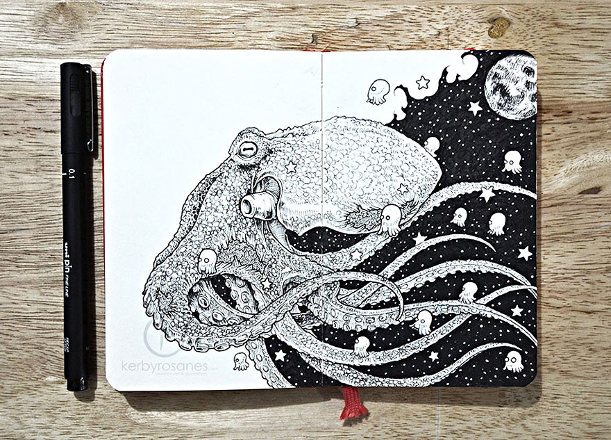 New Incredibly Detailed Pen Doodles By Kerby Rosanes New Incredibly Detailed Pen Doodles By Kerby Rosanes