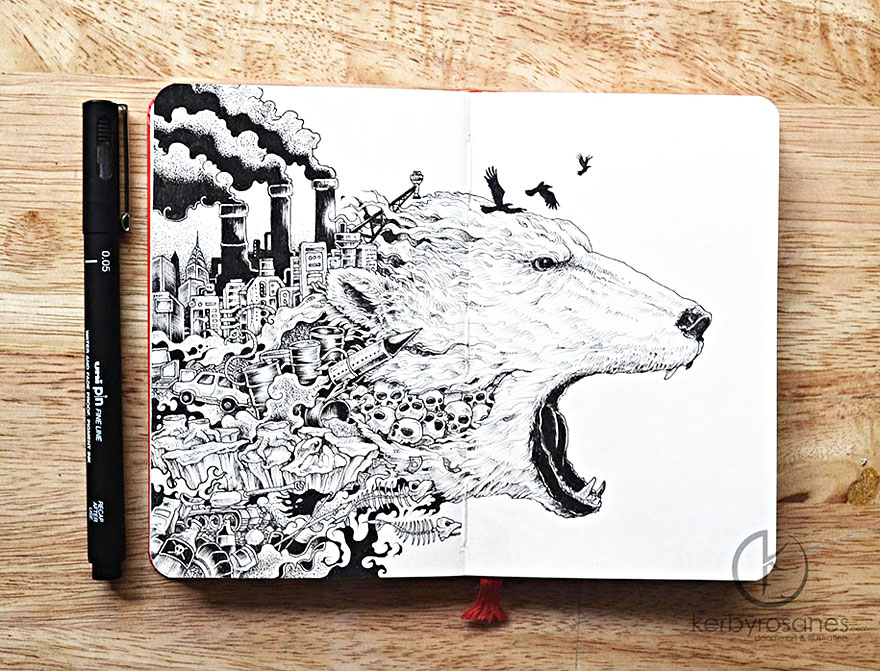 New Incredibly Detailed Pen Doodles By Kerby Rosanes New Incredibly Detailed Pen Doodles By Kerby Rosanes