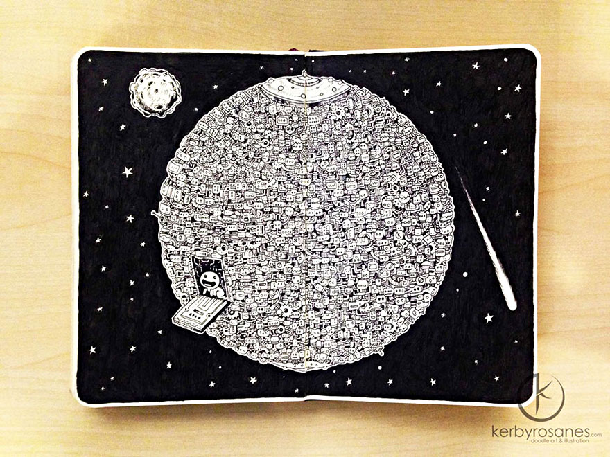 New Incredibly Detailed Pen Doodles By Kerby Rosanes New Incredibly Detailed Pen Doodles By Kerby Rosanes
