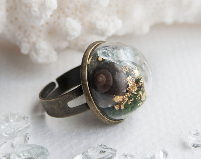 Snail In A Forest Terrarium Ring