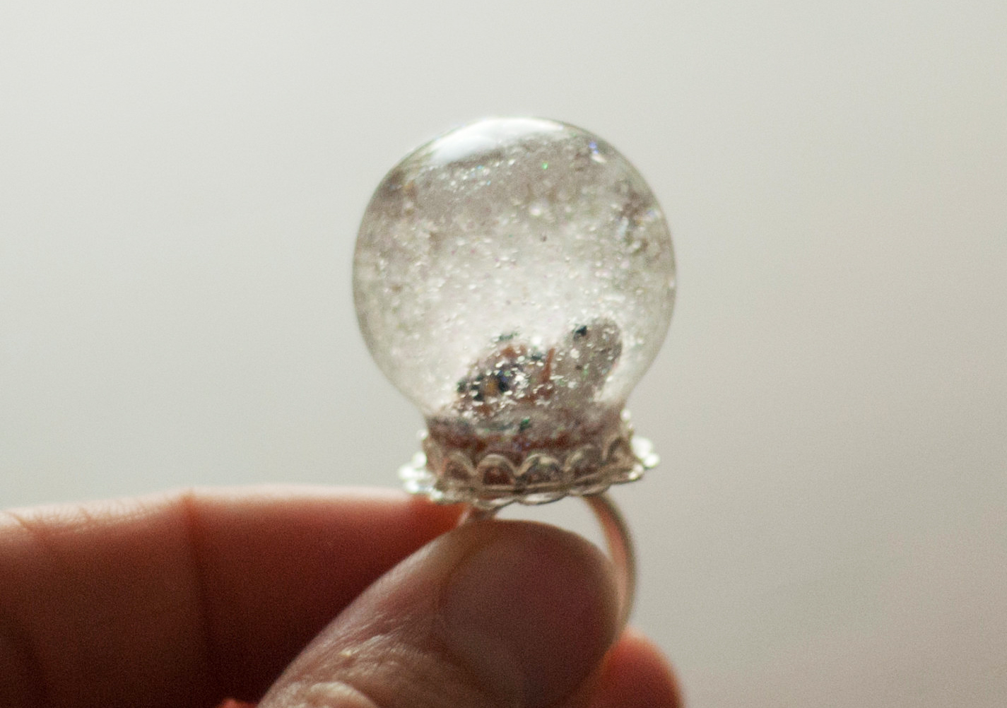 Turtle Snow Globe Ring