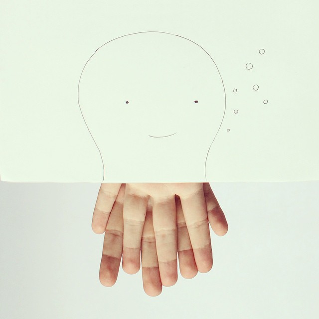 Artist Creates Cute Drawings Out Of His Own Fingers