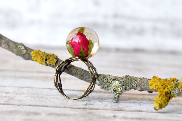 Real Rosebud Ring