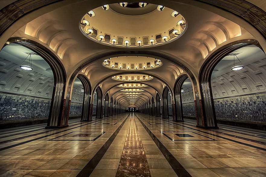 Kievskaya, Mayakovskaya And Park Pobedy Stations, Moscow, Russia