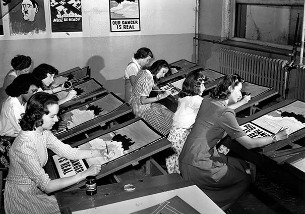 Painting Wwii Propaganda Posters, Port Washington, New York, 8 July 1942