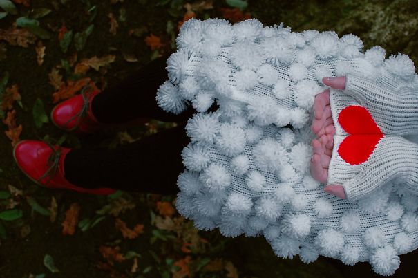 Heart Fingerless Gloves From Pomegranate Wolf