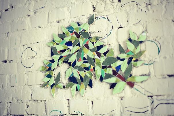 Orange Tree Wall Design From Small Pieces Of Mosaic Orange Tree Wall Design From Small Pieces Of Mosaic