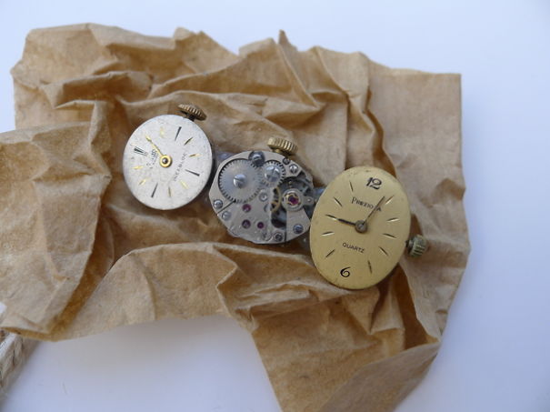 Brooches Crafted From Vintage Watch Components.