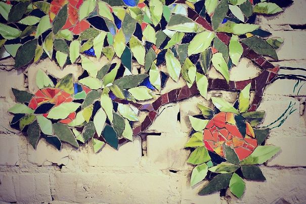 Orange Tree Wall Design From Small Pieces Of Mosaic Orange Tree Wall Design From Small Pieces Of Mosaic