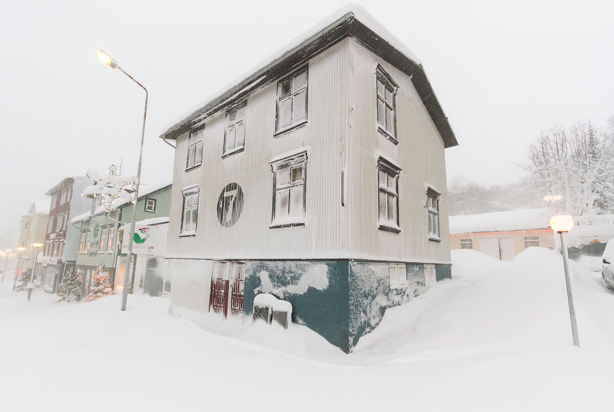 Snow Storm In Akureyri, North Iceland